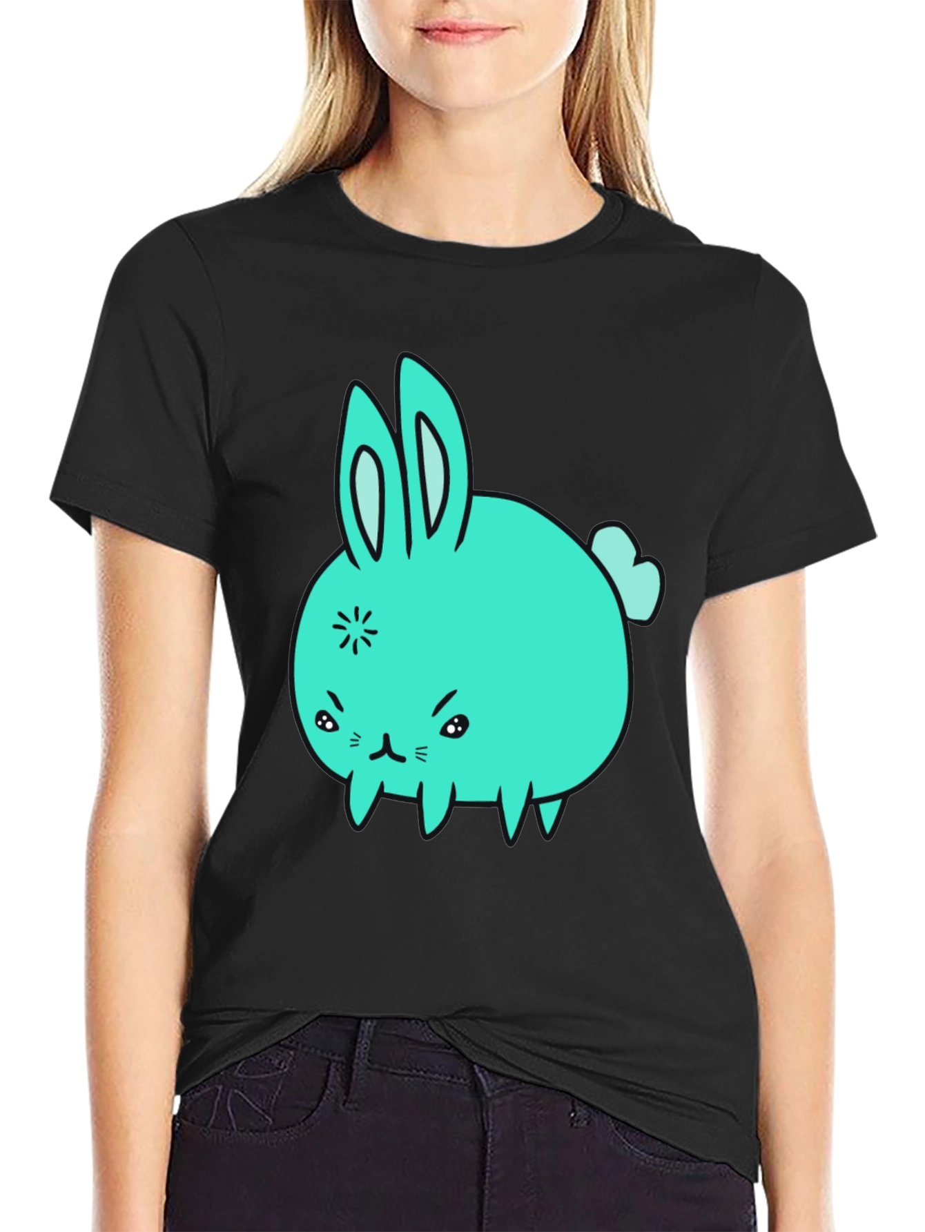 Angry Bunny Graphic Tee - Black