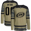 Men's Carolina Hurricanes Camo Military Appreciation Team Authentic Custom Practice Jerseys