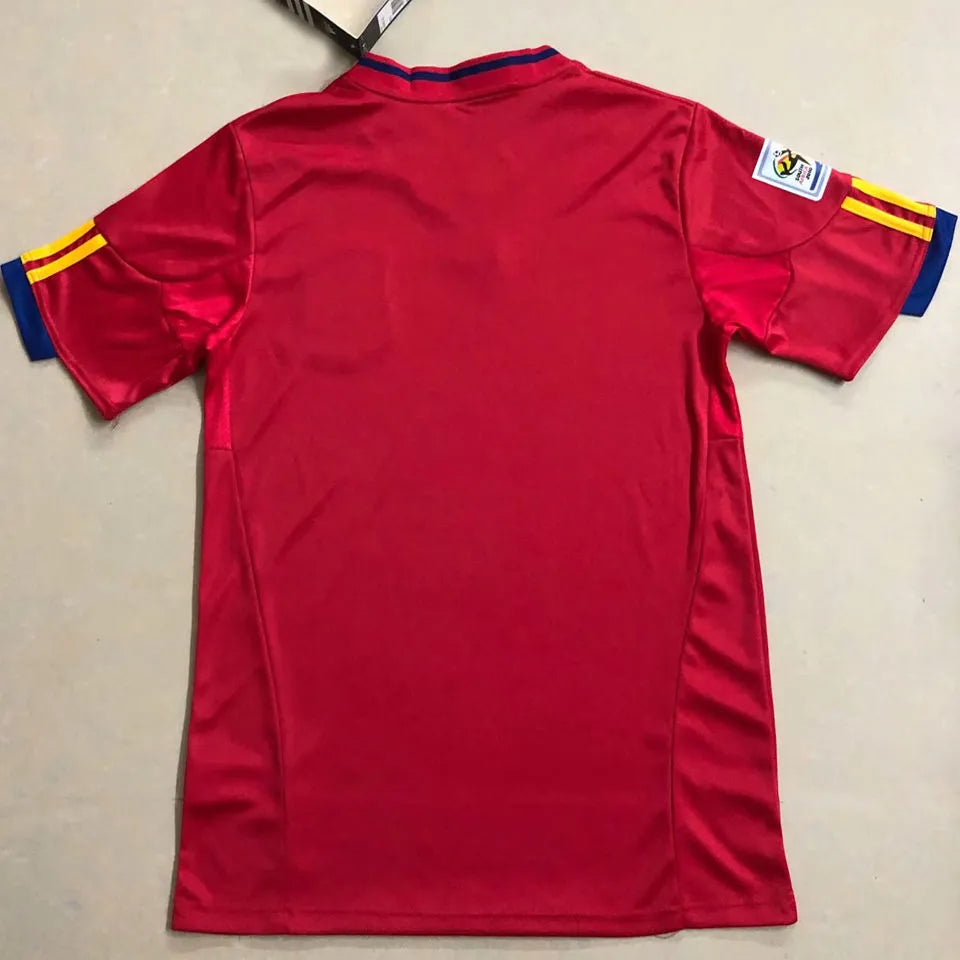 2010 Spain Home Red Retro Soccer Jersey Back