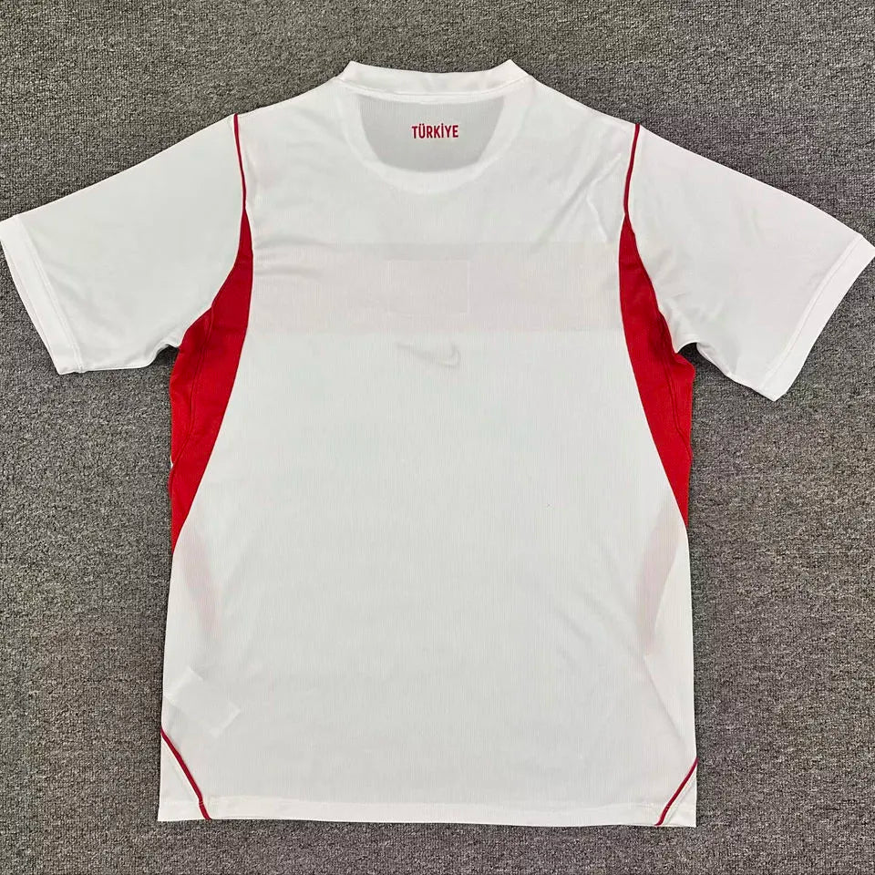 2026/27 Turkey Home White Fans Soccer Jersey (Have Right Patch 有右臂章 黑底白字） Detail 1