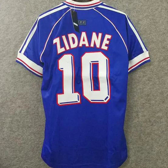 1998 France Home Blue Retro Soccer Jersey (Have CUP FRAMCE 98 有右胸小字) Detail 4