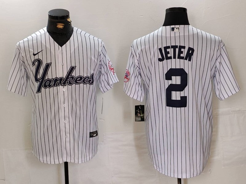 Men's New York Yankees Derek Jeter White Replica Player Jerseys