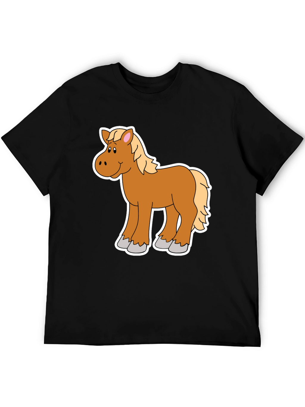 Cartoon Horse Graphic Tee - Black Unisex Shirt