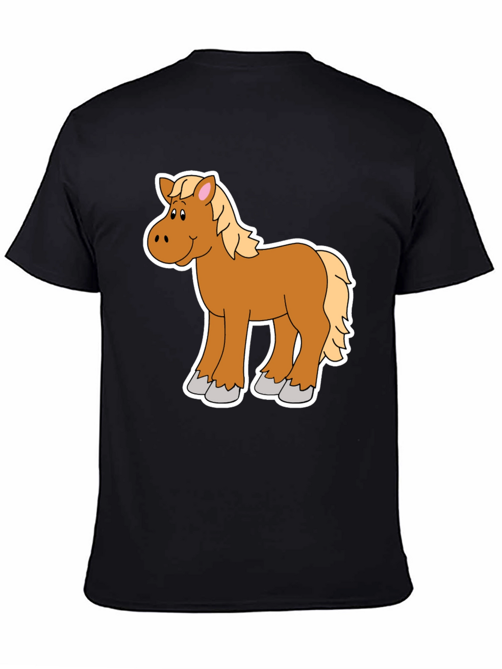 Cartoon Horse Graphic Tee - Black Unisex Shirt