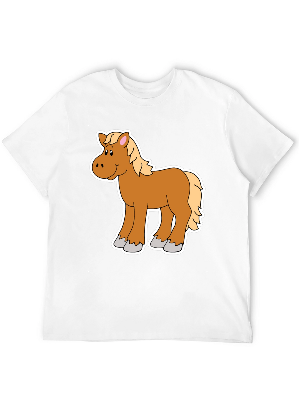 Cartoon Horse Graphic Tee - Black Unisex Shirt