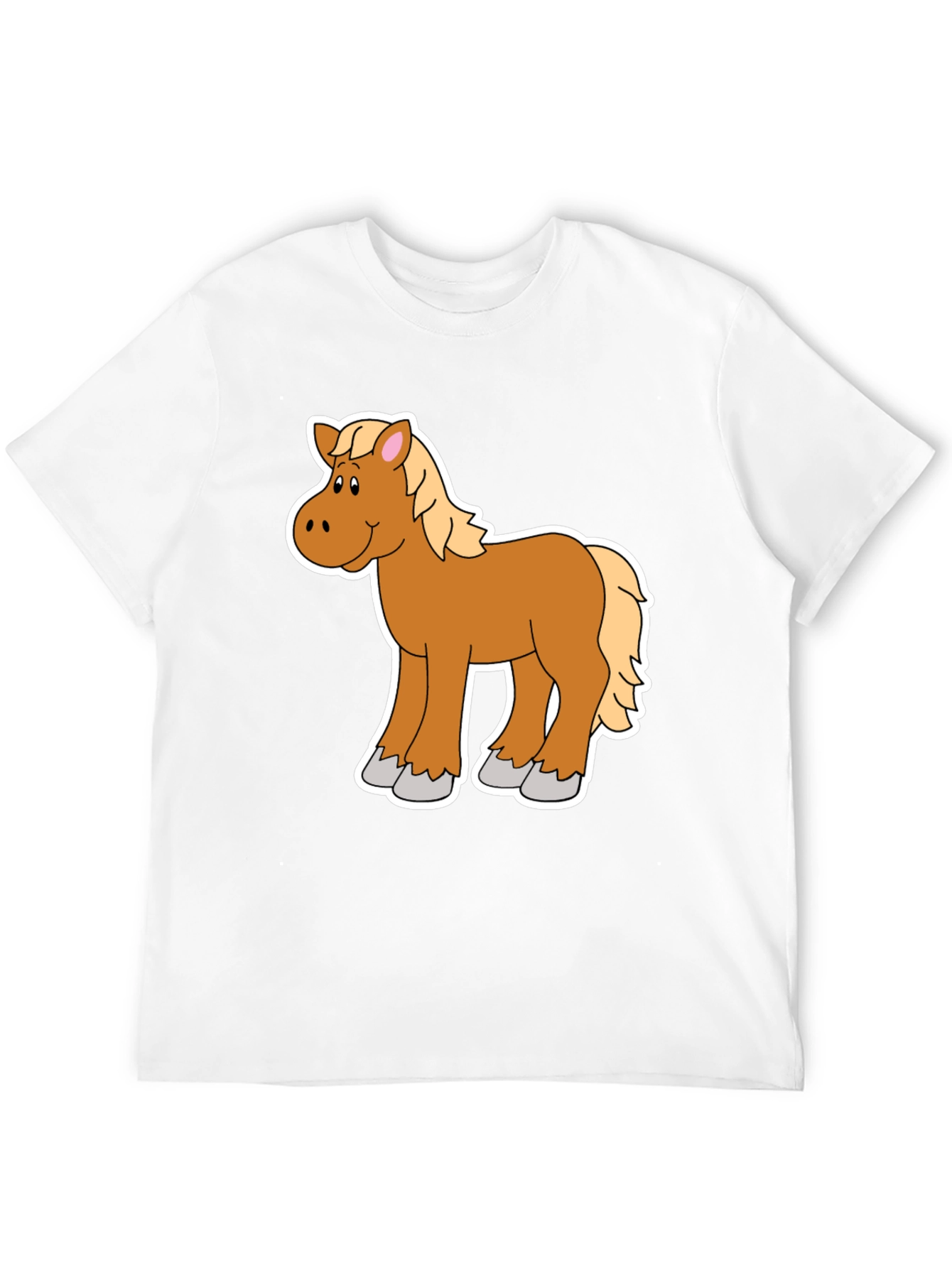 Cartoon Horse Graphic Tee - Black Unisex Shirt