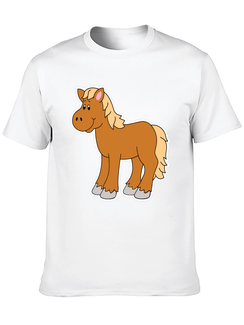 Cartoon Horse Graphic Tee - Black Unisex Shirt