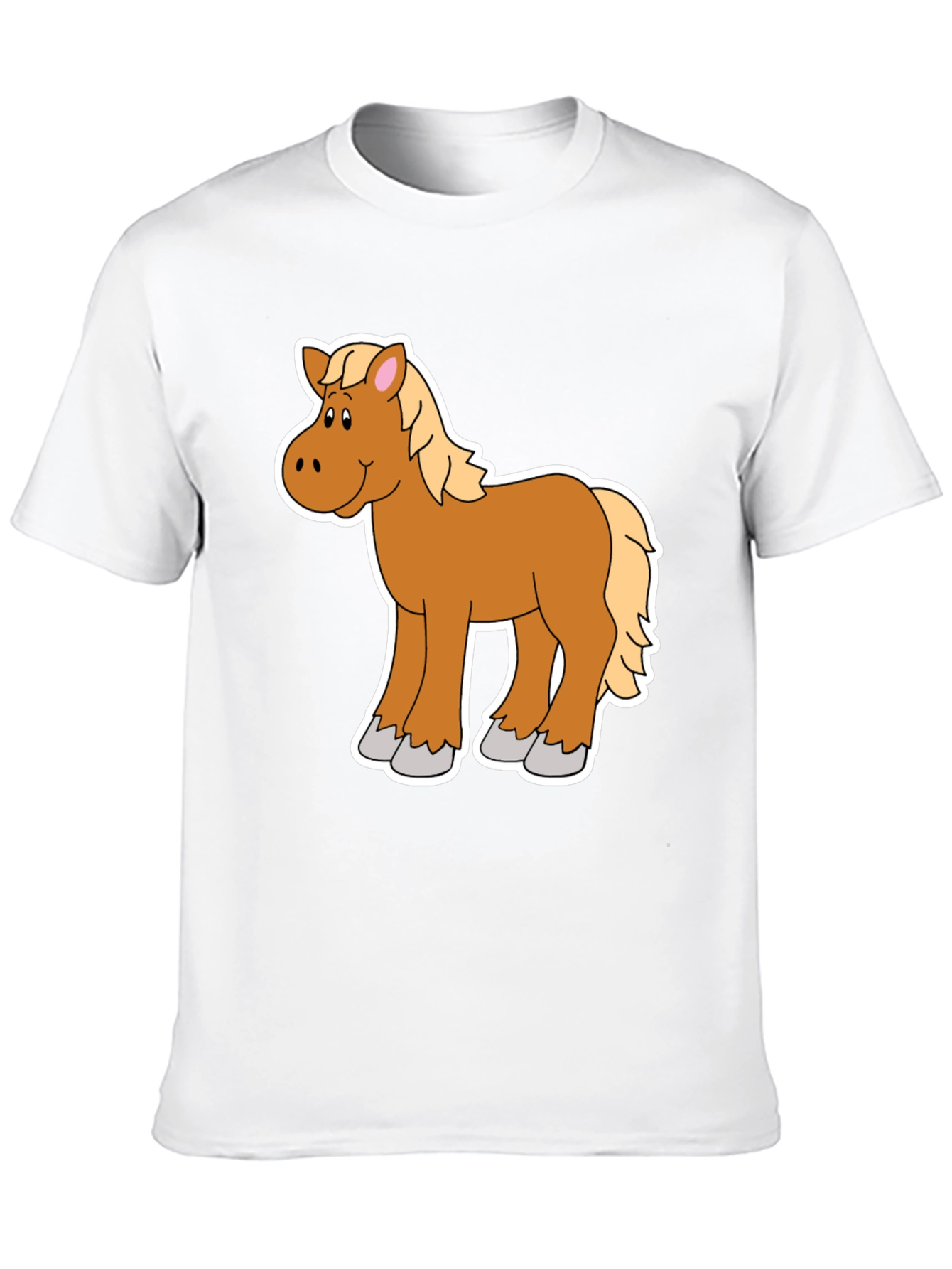 Cartoon Horse Graphic Tee - Black Unisex Shirt