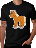 Cartoon Horse Graphic Tee - Black Unisex Shirt