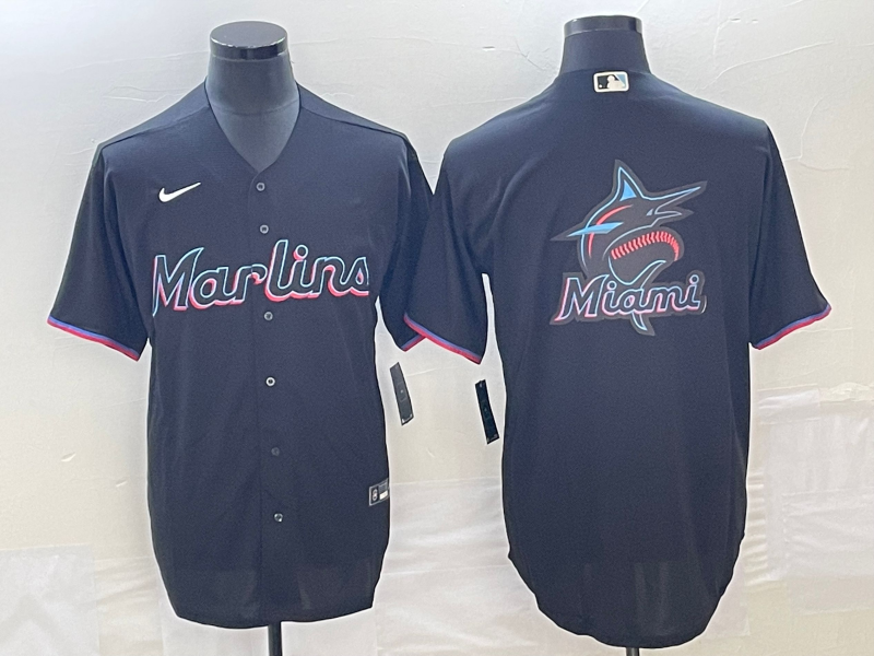 Men's Miami Marlins Black Alternate Replica Team Jerseys