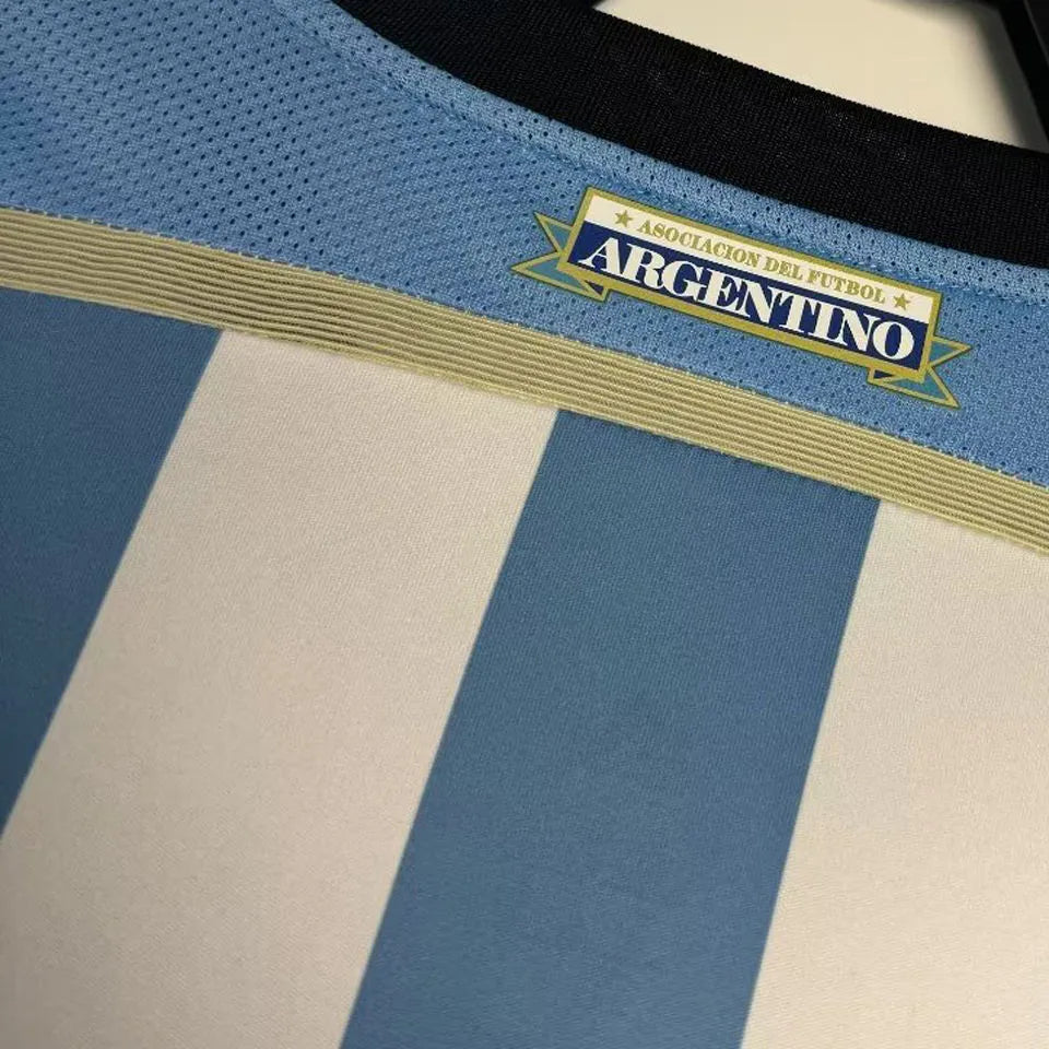 2014 Argentina Home Retro Soccer Jersey Detail 3