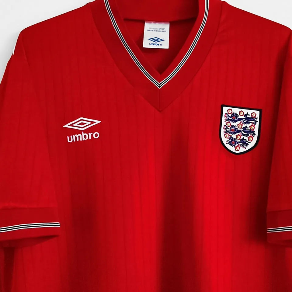 1984/1987 England Away Red Retro Soccer Jersey Detail 2