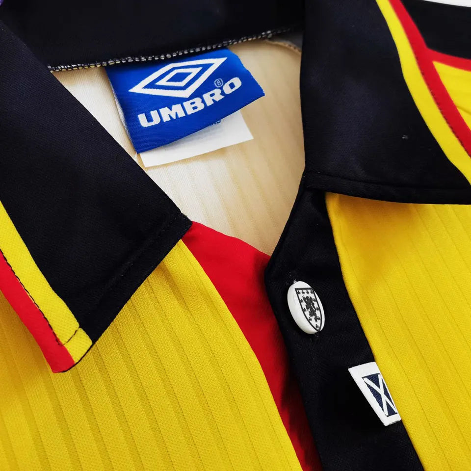 1996-98 Scotland Yellow Retro Soccer Jersey Detail 2