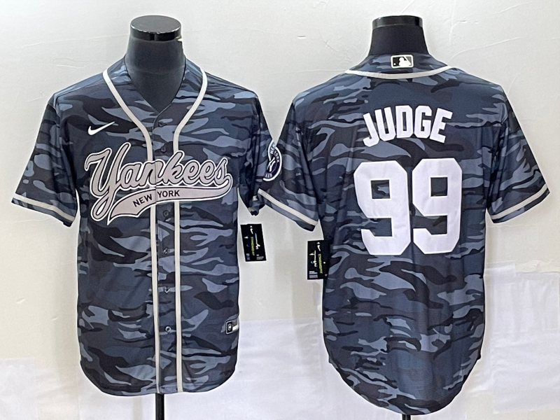 Men's New York Yankees Aaron Judge #99 Grey Camouflage Player Jerseys Joint Edition