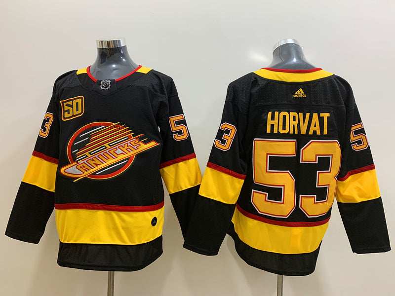 Men's Vancouver Canucks Bo Horvat #53 Black Breakaway Jerseys