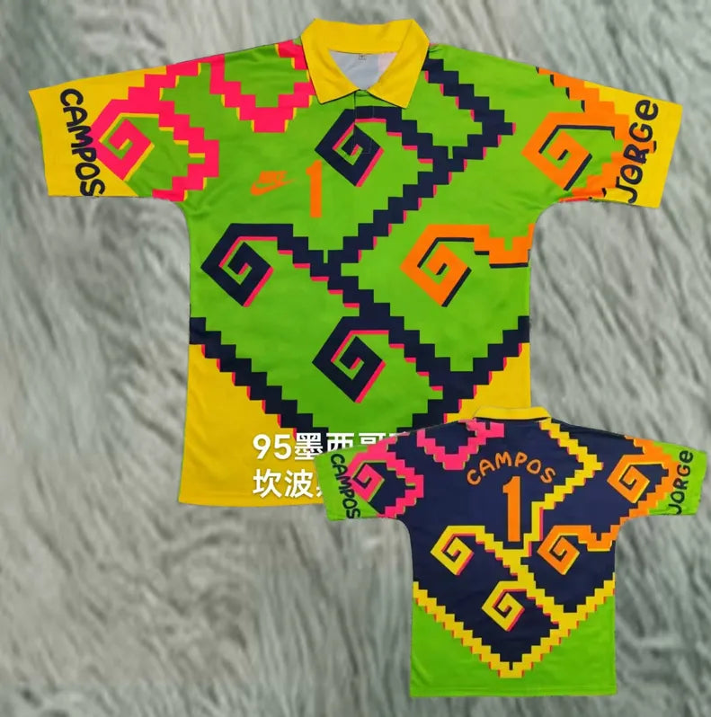1995 Mexico Green Campos #1 GoalKeeper Retro Soccer Jersey 会杯主 Front
