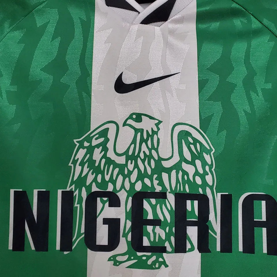 1996 Nigeria Home Green Retro Soccer Jersey Detail 2