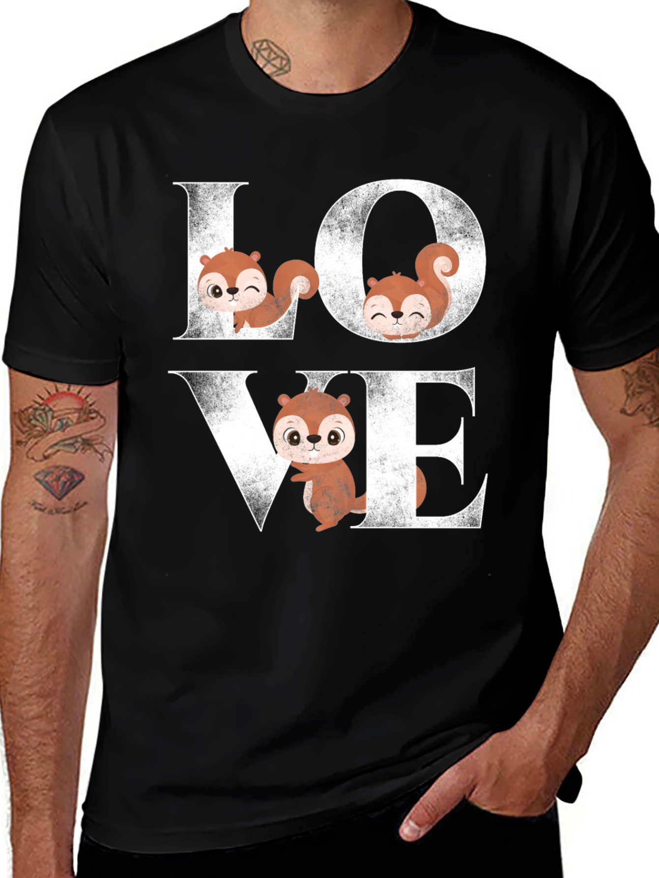 Squirrel Love Graphic T-Shirt Cute Animal Tee