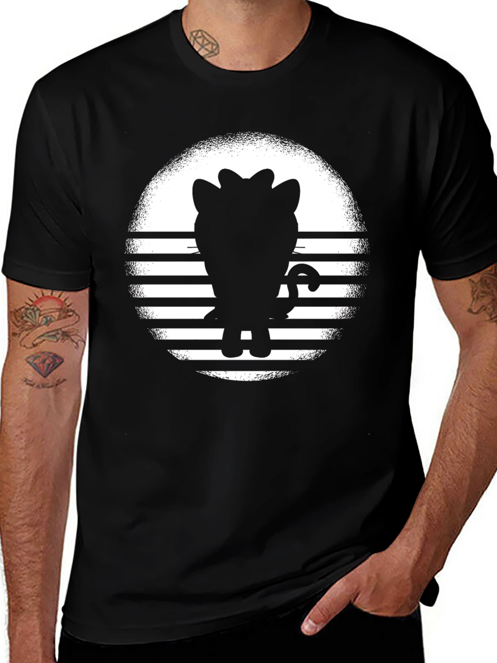 Retro Cat Silhouette Graphic Tee