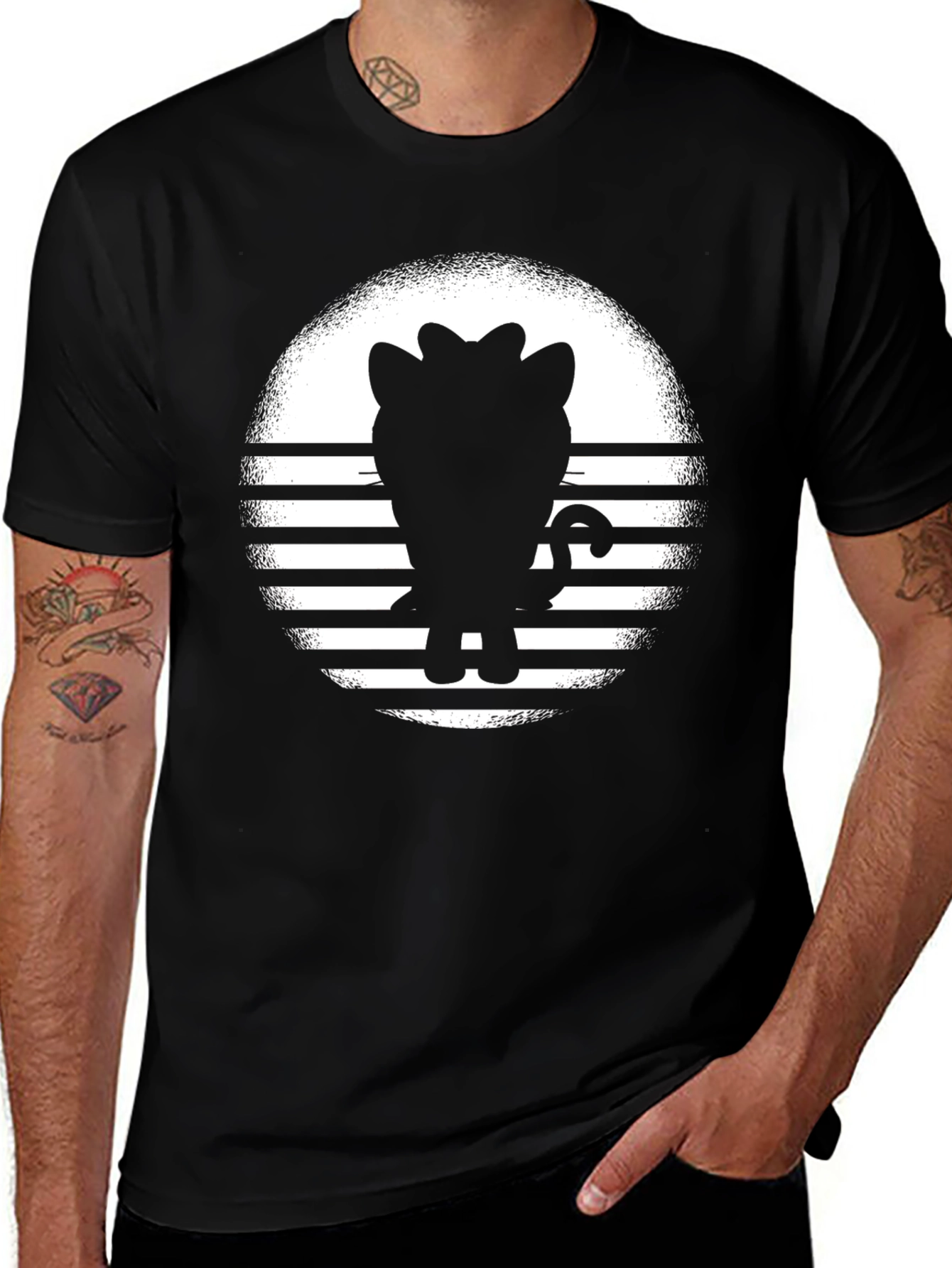 Retro Cat Silhouette Graphic Tee