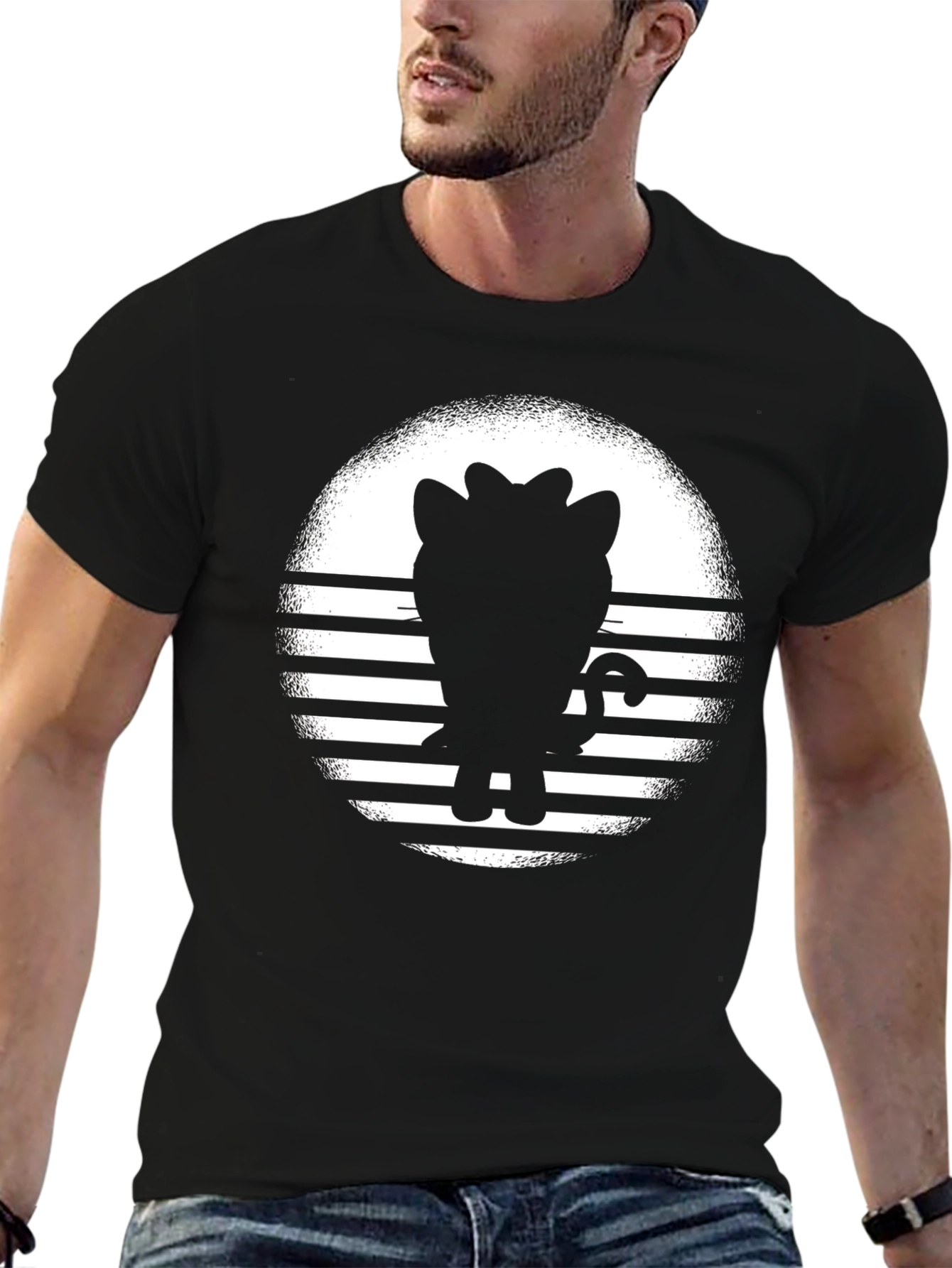 Retro Cat Silhouette Graphic Tee