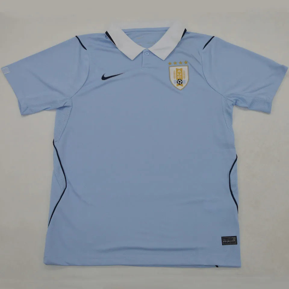 2026/27 Uruguay Home Fans Soccer Jersey (Have Right Patch 有右臂章 金底白字） Back