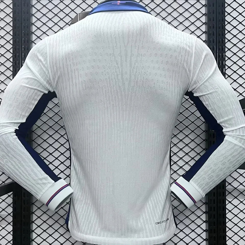 2024/25 England Home White Player Version Long Sleeve Jersey Back
