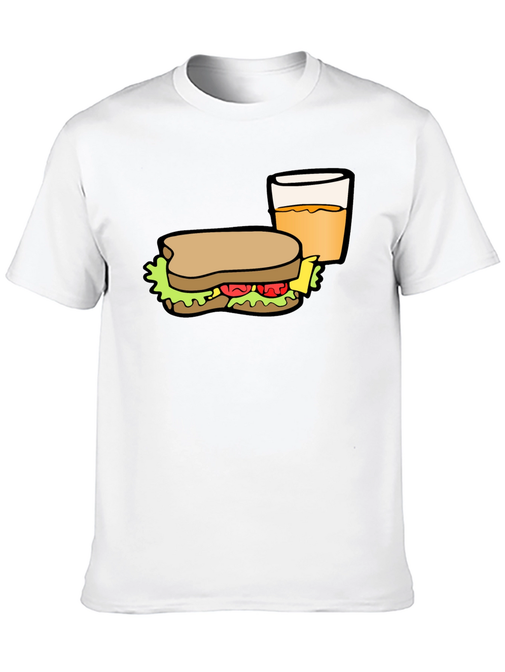 Sandwich & Drink Graphic T-Shirt - Black Cotton Tee
