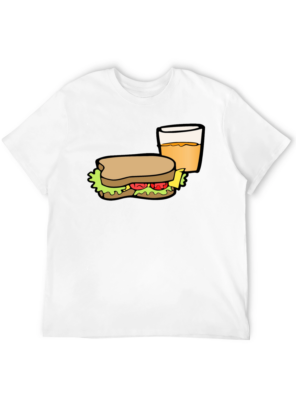 Sandwich & Drink Graphic T-Shirt - Black Cotton Tee