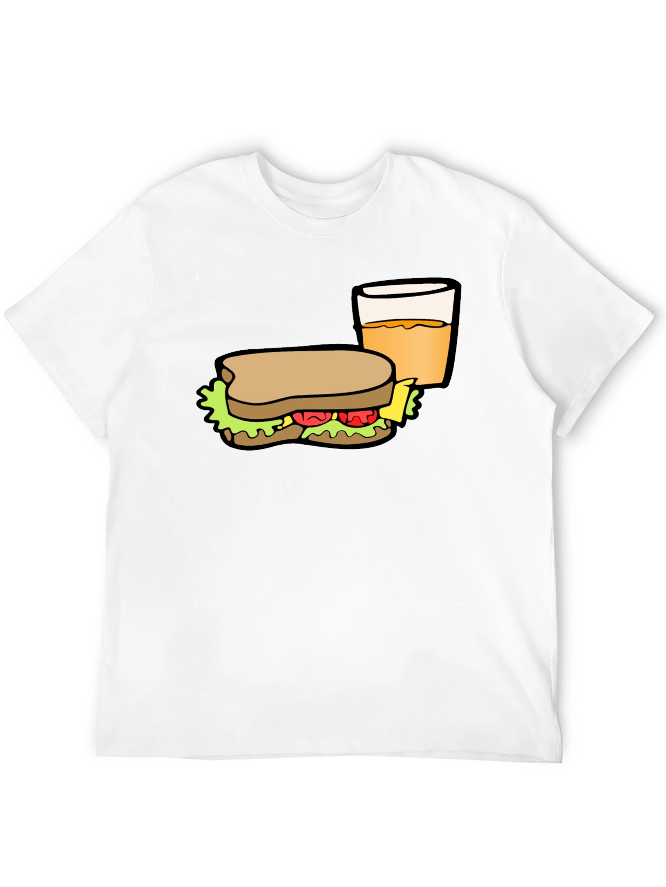 Sandwich & Drink Graphic T-Shirt - Black Cotton Tee