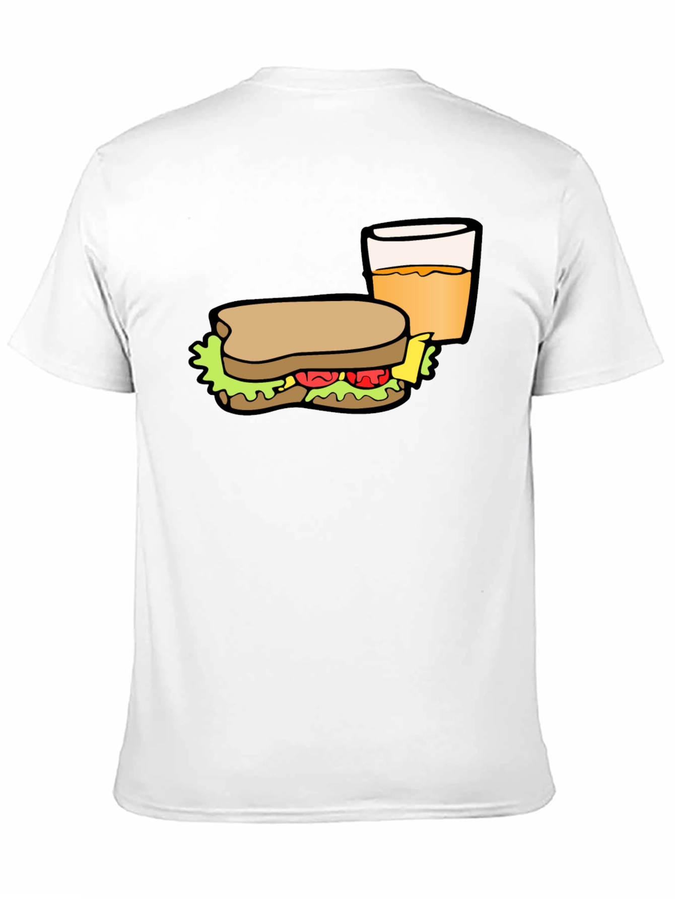 Sandwich & Drink Graphic T-Shirt - Black Cotton Tee
