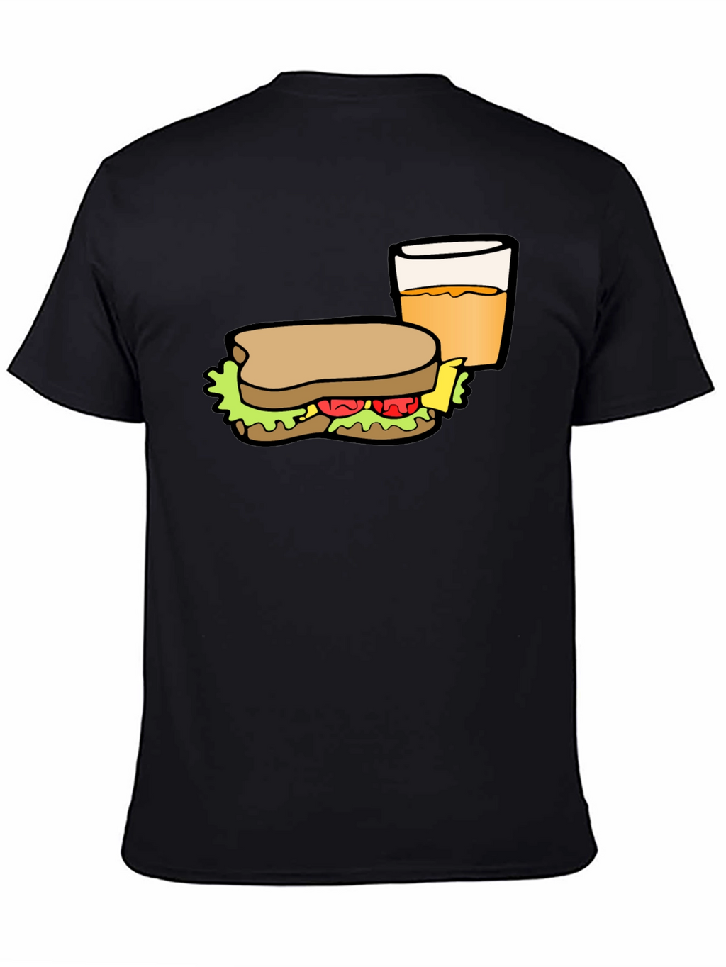 Sandwich & Drink Graphic T-Shirt - Black Cotton Tee