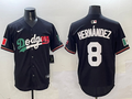 Men's Los Angeles Dodgers Enrique Hernandez #8 Black Player Game Jerseys