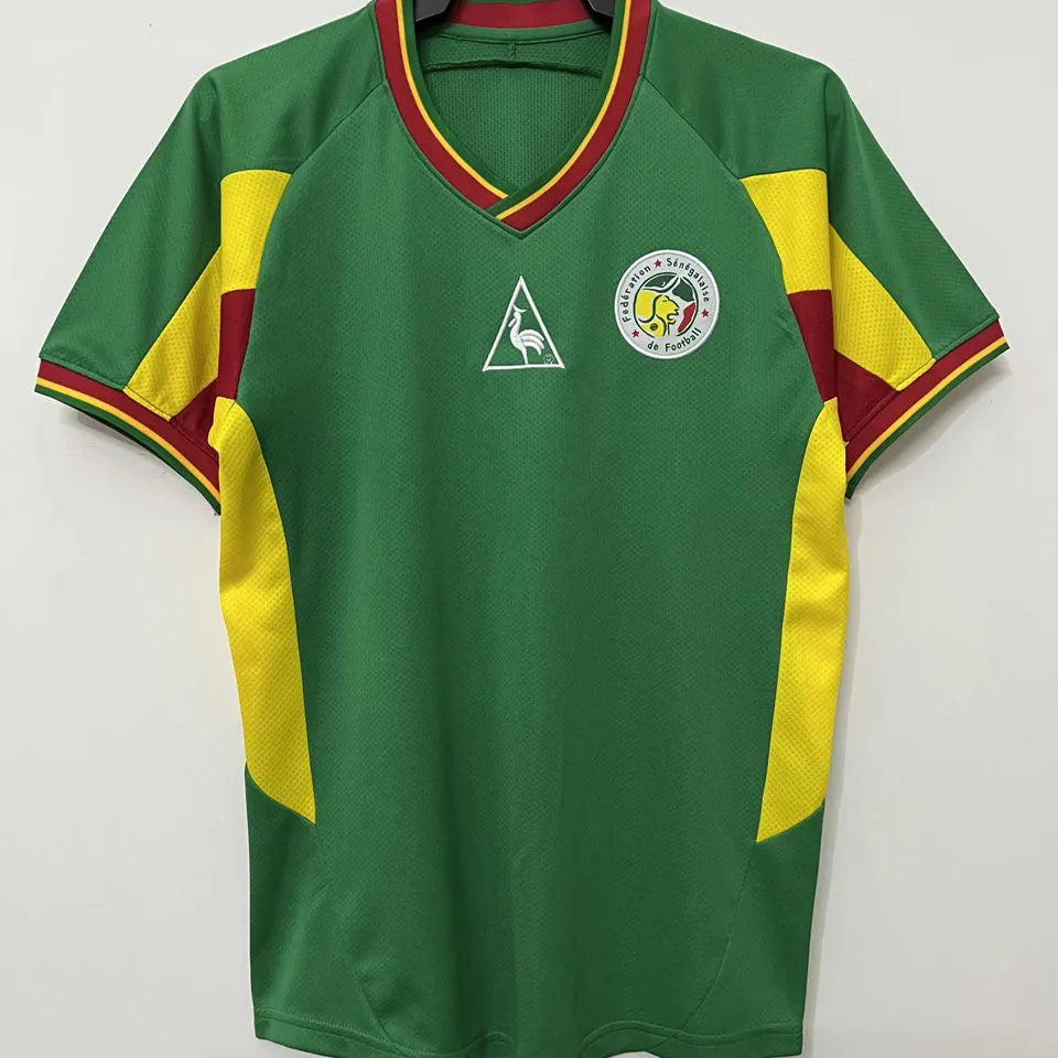 2002 Senegal Home Green Retro Soccer Jersey Front