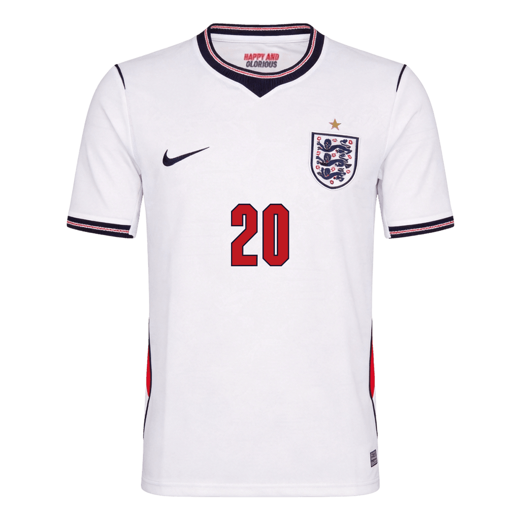 PALMER #20 England Home Soccer Jersey World Cup 2026 White Image 3