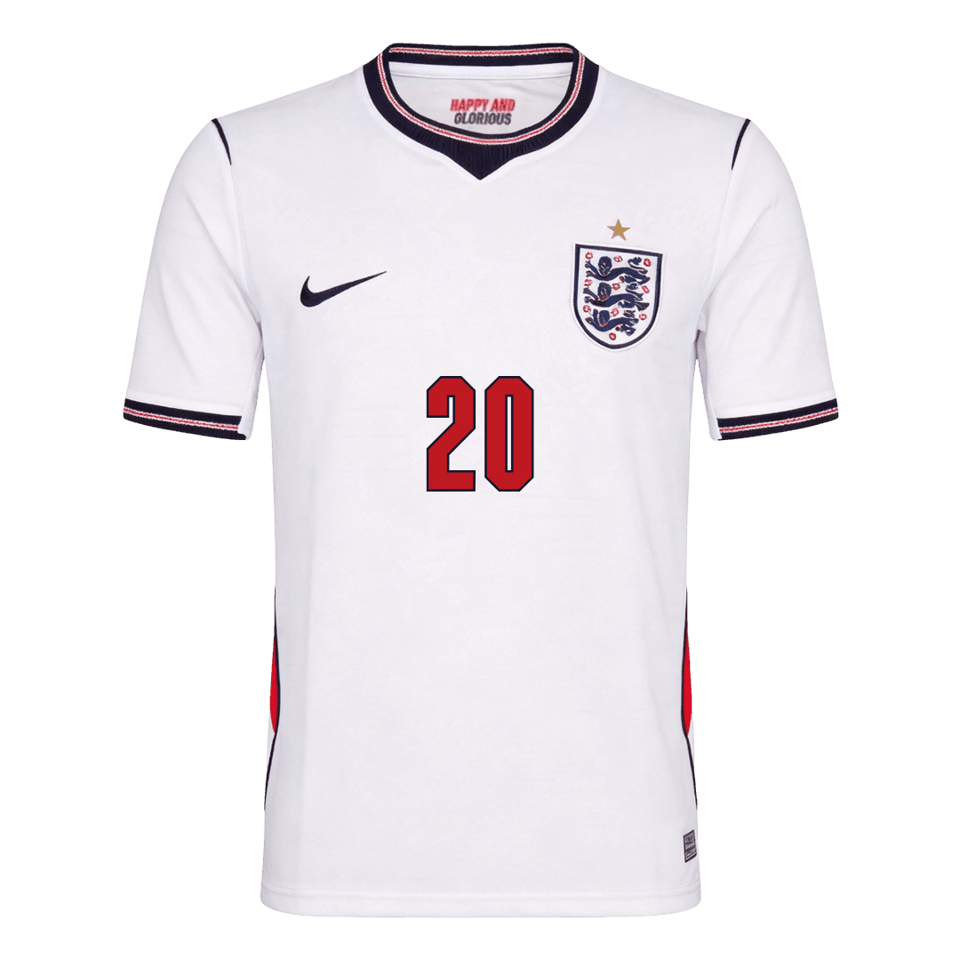 PALMER #20 England Home Soccer Jersey World Cup 2026 White Image 3