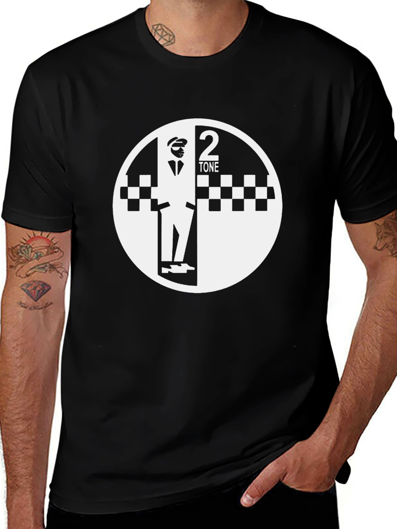 2 Tone Ska T-Shirt Black & White Rude Boy Graphic Tee