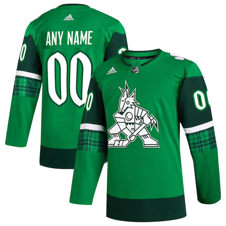 Men's Arizona Coyotes Kelly Green St. Patrick's Day Authentic Custom Jerseys