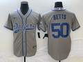 Men's Los Angeles Dodgers Mookie Betts #50 Gray Player Jerseys Joint Edition