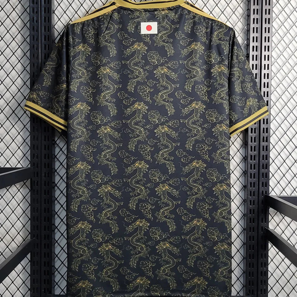2023 Japan Black With Gold Dragon Fans Soccer Jersey Back