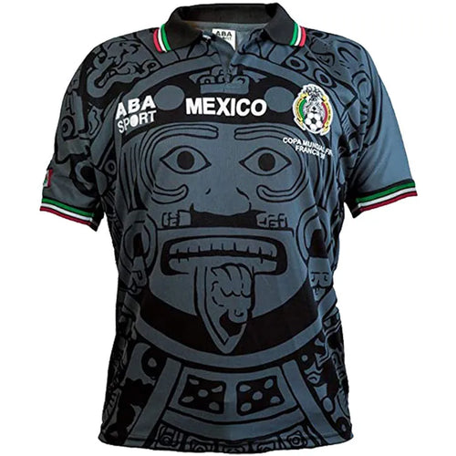 1998 Mexico Black Retro Soccer Jersey Front