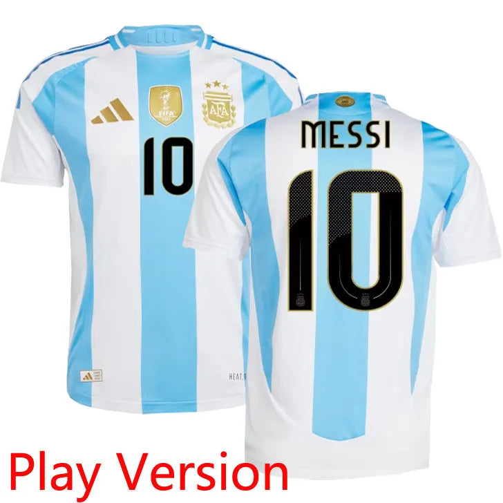 MESSI #10 Argentina Home Player Version Soccer Jersey 2024/25 (Have FlFA World Champion 2022 有胸前章) ★★ Front