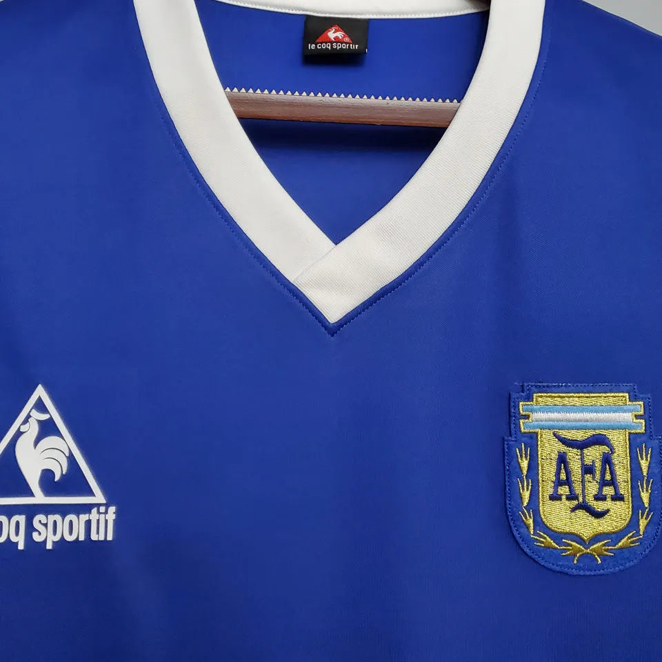 1986 Argentina Away Blue Retro Soccer Jersey Detail 2