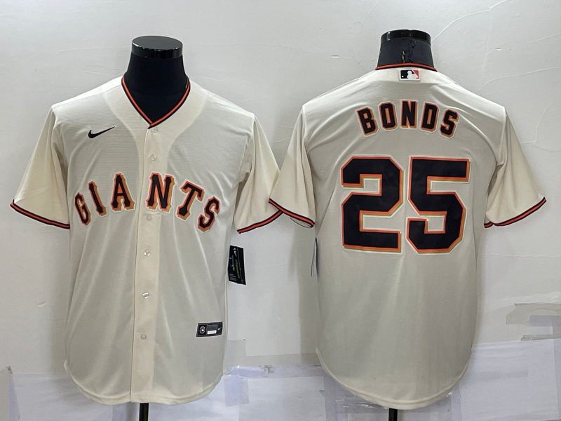 Men's San Francisco Giants Barry Bonds #25 Beige Replica Baseball Jerseys