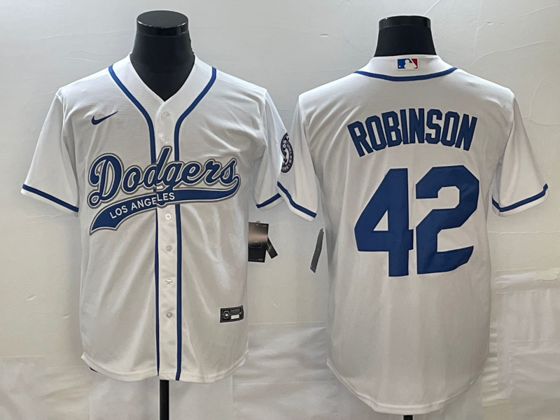 Men's Los Angeles Dodgers Jackie Robinson #42 White Player Jerseys Joint Edition
