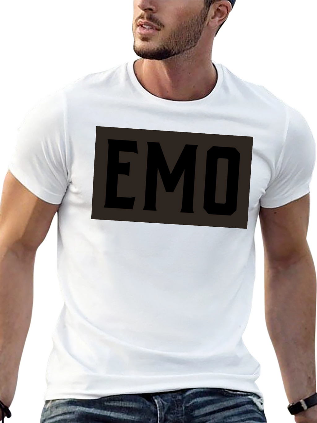 Emo Graphic T-Shirt - Black Crew Neck Tee