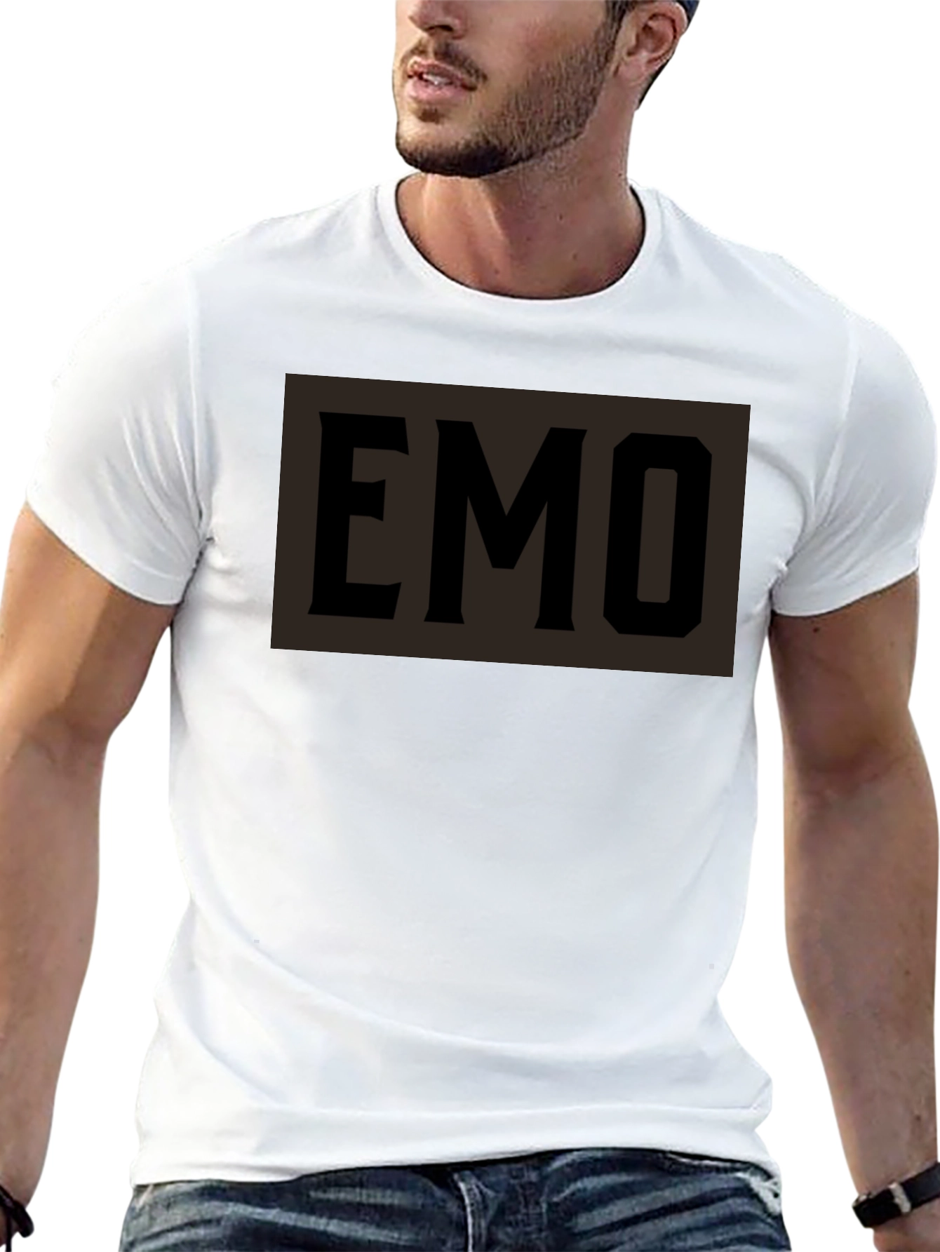 Emo Graphic T-Shirt - Black Crew Neck Tee