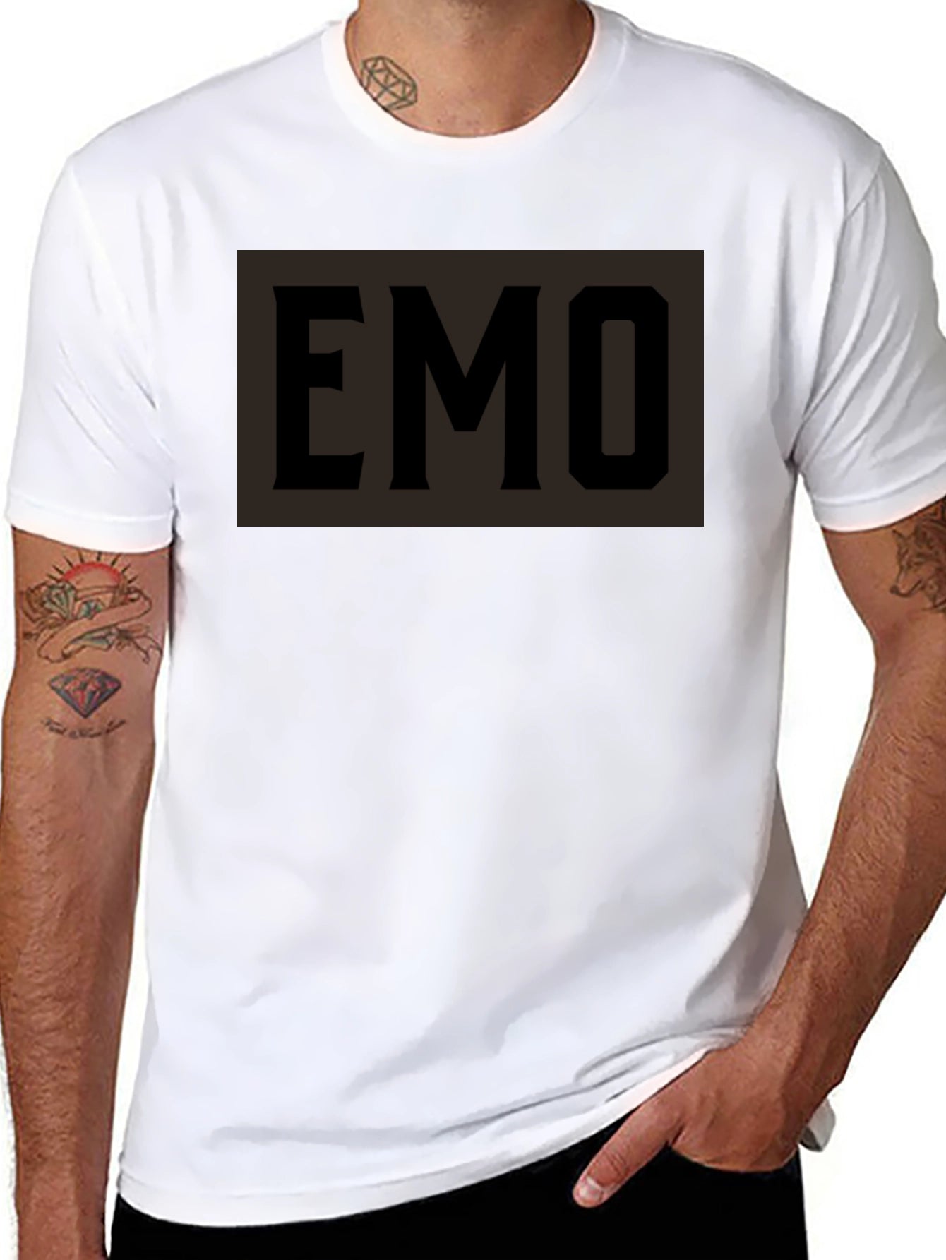 Emo Graphic T-Shirt - Black Crew Neck Tee