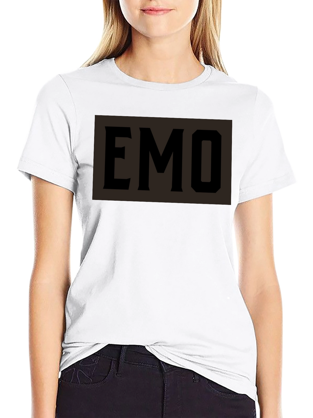 Emo Graphic T-Shirt - Black Crew Neck Tee
