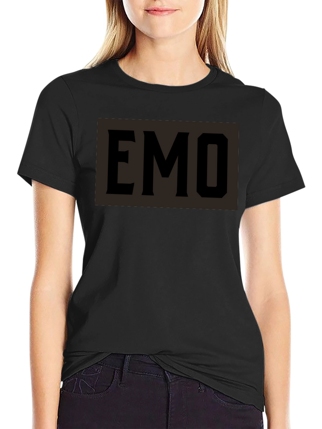 Emo Graphic T-Shirt - Black Crew Neck Tee